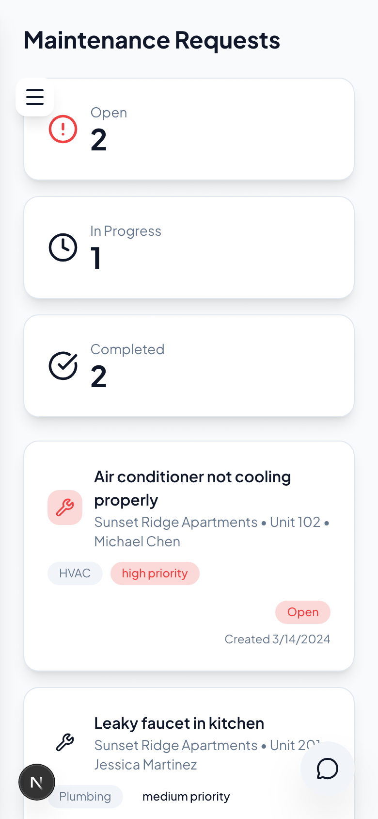 Work Orders in the Rentway app